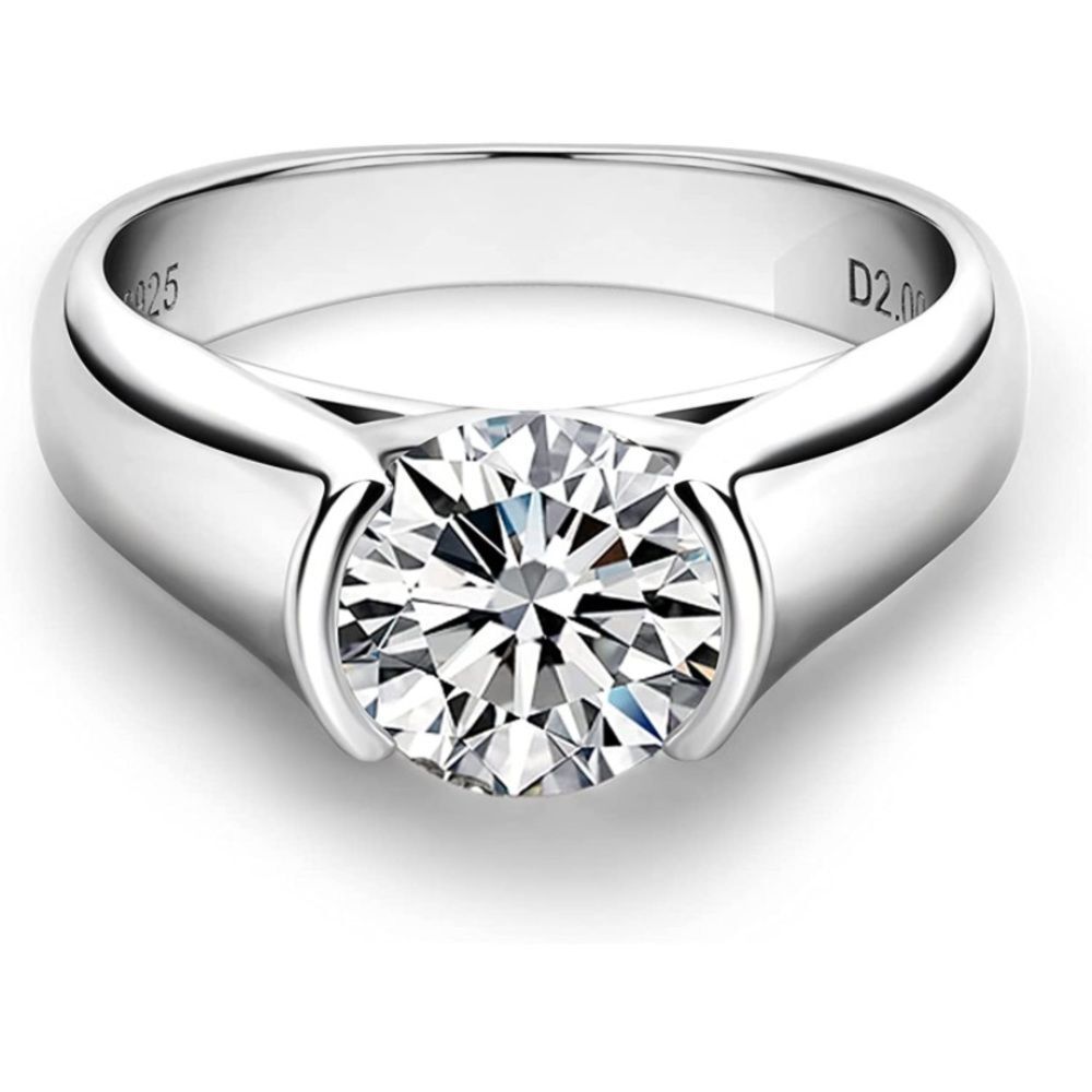 18k Bezel Diamond Moissanite Vintage Ring